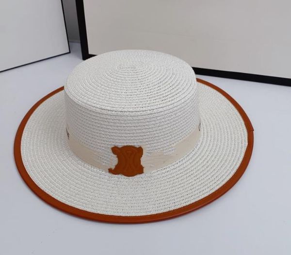 Versão coreana Spring plana ao longo do chapéu de palha feminino Moda de verão Capéu de palha de palha Red Viagem Big Brim Sun Hats