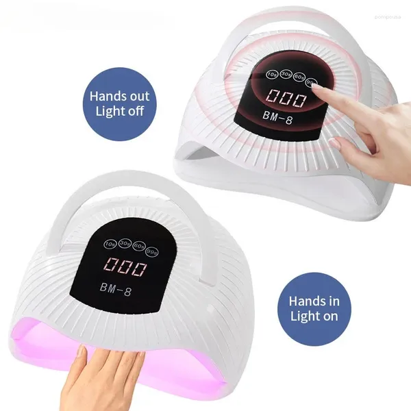 Asciuga unghie 72 LED Potente lampada di asciugatura 300 W Asciugatrice per smalto gel UV Sensore intelligente Maniglia portatile Luce di design
