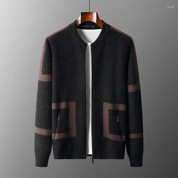 Männer Pullover Frühling und Herbst Trend Pullover Wolle Strickjacke Casual Business Mantel Plus-größe Stehkragen Reißverschluss Stricken hochwertige Jacke