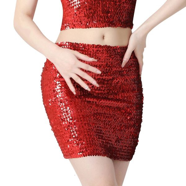 Saias Mulheres Lantejoulas Slim Fit Saia Sparkle Cintura Alta Stretchy Bodycon Mini Saias Festa Prom Nightclub Carnaval Vestuário 231121