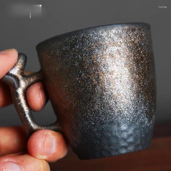 Weingläser Yaobian Black Gold Wangcai Modeling Handhold Master Teetasse handgemachte Retro grobe Keramik Büro persönlicher Kaffee