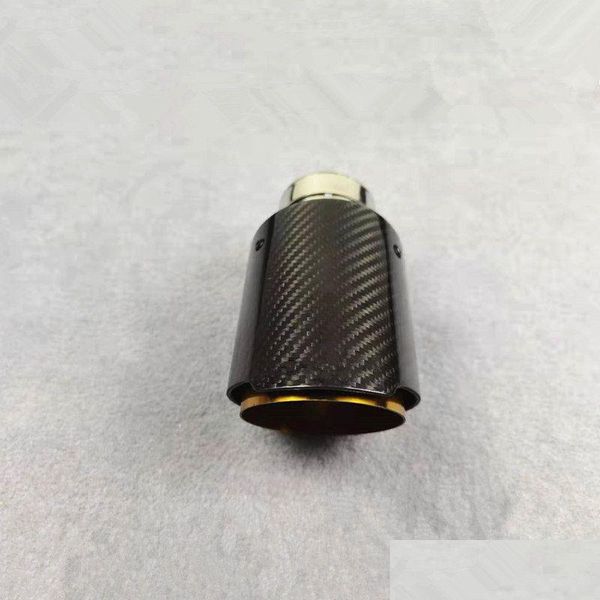 Silenciador 1 PCS Tubo de escape de aço inoxidável dourado para pontas traseiras de carro de carbono brilhante Drop Delivery Mobiles Sistema de peças de motocicletas Dhiy7