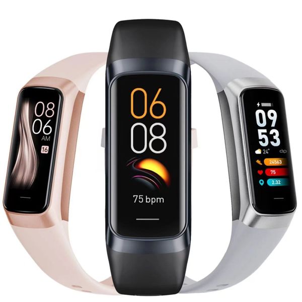 C60 braccialetto intelligente schermo Amoled frequenza cardiaca tracker di fitness nel sangue SmartBand per donna uomo moda Smartwatch sportivo