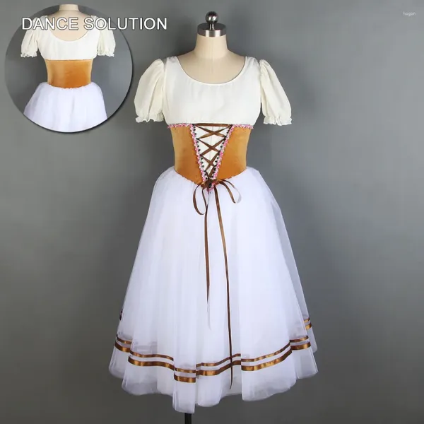 Palco desgaste marfim chiffon manga curta romântico balé dança tutu vestido para meninas adultas longo tutus bailarina traje dançando vestidos 20020