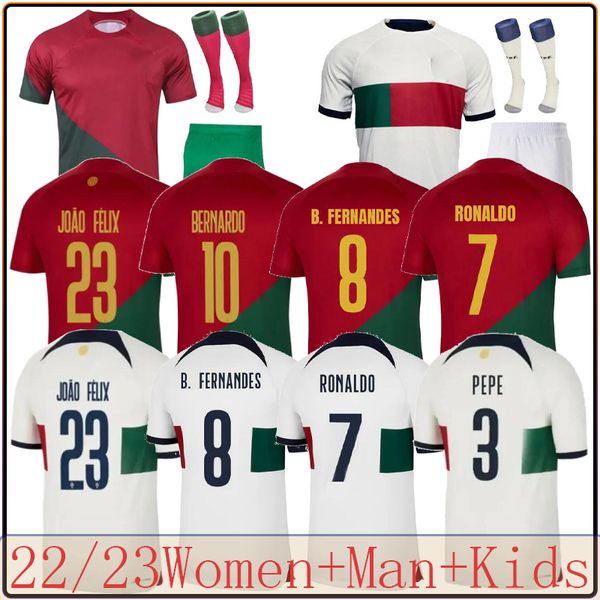 22 23 Portuguesa portugal camisas de futebol RUBEN RONALDO Portugieser 22 2023 camisa de futebol português homens crianças kit define equipe da copa do mundo Portugals tops Tailândia 88