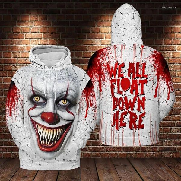 Hoodies masculinos Chucky Horror Homens Pennywise Clown It Impresso Moletons Mulheres Casual Legal Harajuku Streetwear Com Capuz Pulôver Overiszed