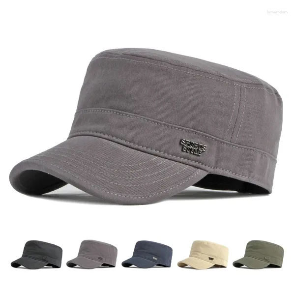 Beralar Pamuk Düz Cap Bahar Sonbahar Erkekler Askeri Açık Güneş Koruyucu Spor Şapka Kamyoner Snapback Beyzbol Vizörleri Boina Gorras