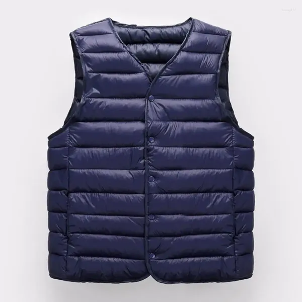 Gilet da uomo Gilet invernale da uomo Cappotto con scollo a V giacca spessa imbottita senza maniche cardigan in piumino caldo gilet antivento