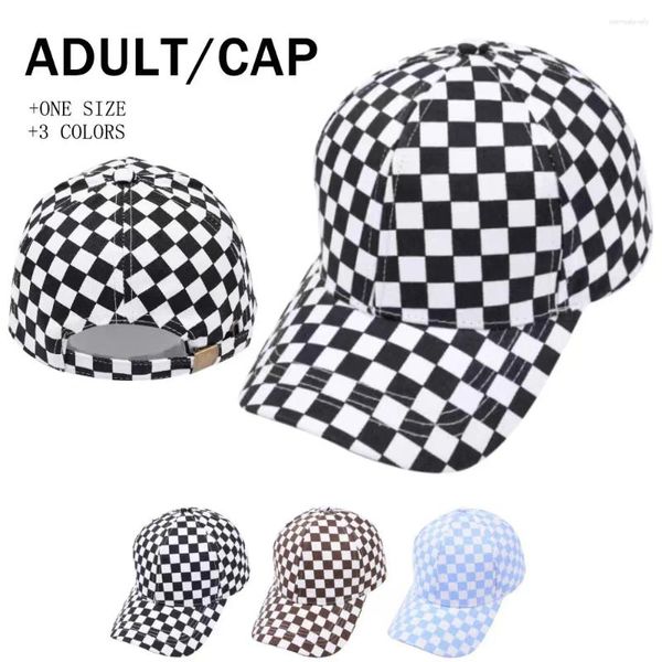 Ballkappen Frühling Sommer Schwarz-Weiß-Schachbrettgitter Plaid Baseballmütze Retro Lässiger Sonnenschutz Sonnenhut Reisen Outdoor Flut