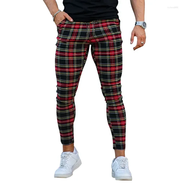 Мужские брюки, осенние повседневные брюки в клетку в стиле ретро со средней талией, высококачественная корейская версия High Street Station, хип-хоп