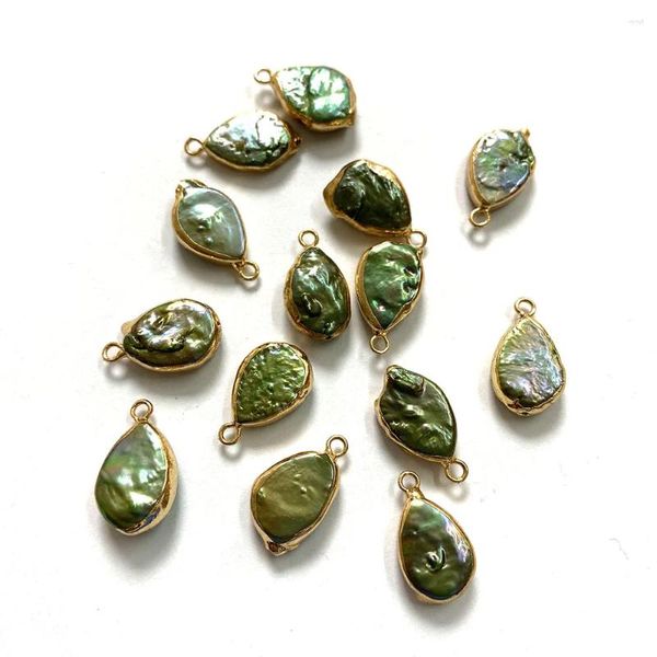 Ожерелья с подвесками, 2 шт., неправильная форма капли, зеленый пресноводный жемчуг в стиле барокко, очаровательные модные украшения, ожерелье, серьги, аксессуары 10x20 мм