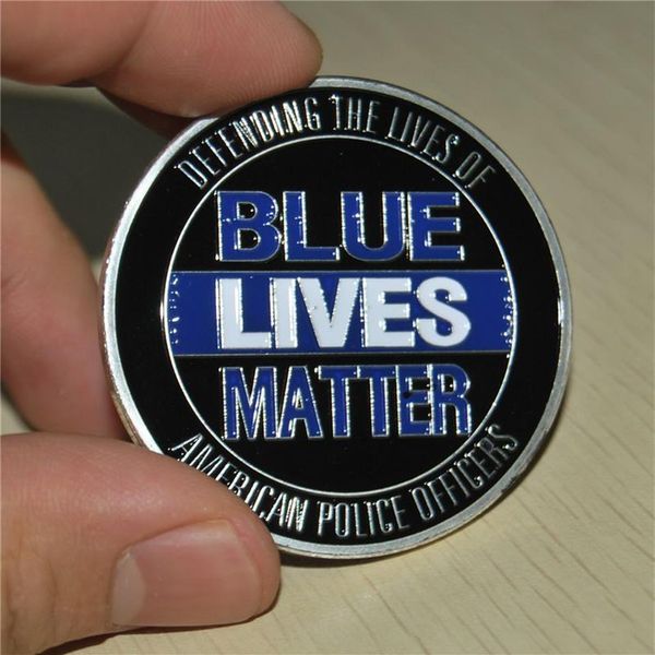 Disocunt Combo Blue Lives Matter Law Enforcement Challenge Coin 24k moeda banhada a ouro 50 peças lote 294s