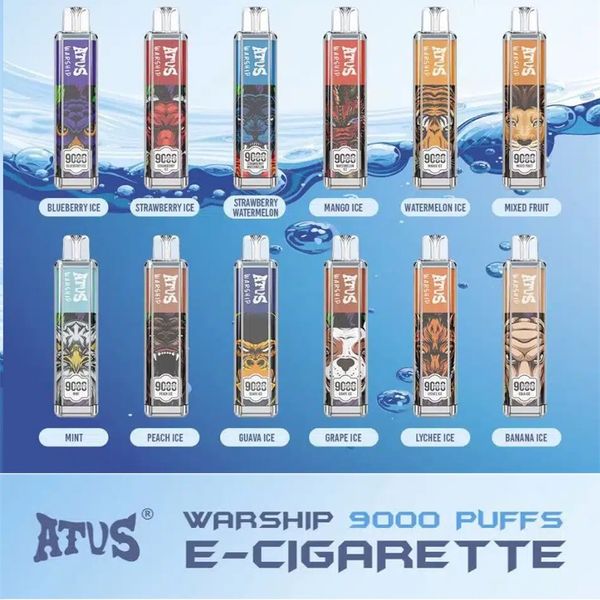 Dispositivo Ecig preriempito originale ATVS Warship 9000 Puffs monouso per sigaretta elettronica Crystal Vape Pen 15ml