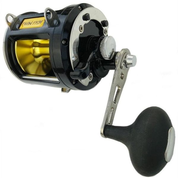 Mulinelli da baitcasting Serie 12000 Potenza massima 25 kg Mulinello da lancio 8 cuscinetti Pesca d'altura Pesca a traina Bobina di metallo Mano destra Ruota nera295h