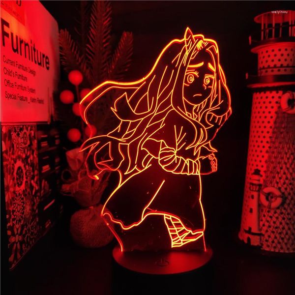 Luci notturne Boku No Hero Academia Eri 3d Led Light Anime Lampada visiva per la decorazione della camera da letto Lampara Regalo per bambini