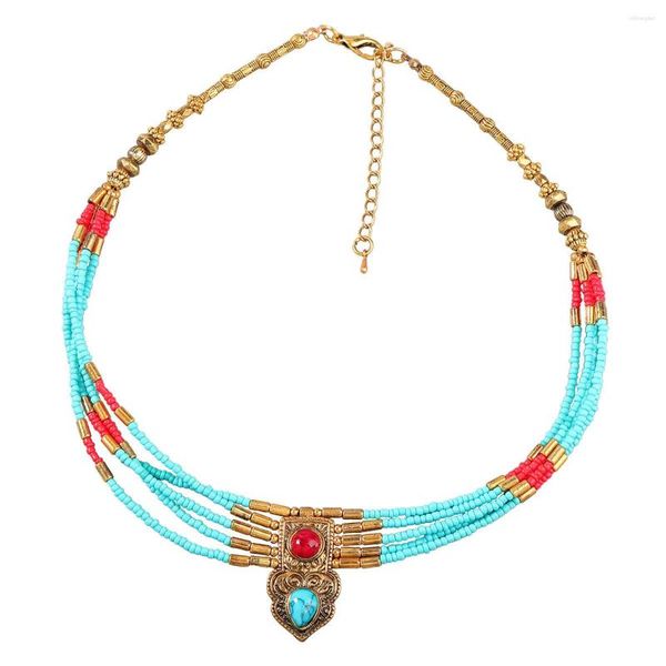 Ketten ethnische böhmische Harzperlen Statement Choker Halsketten für Frauen Gypsy türkische Tribal Vintage Hip Hop Kragen Halskette Party Geschenk