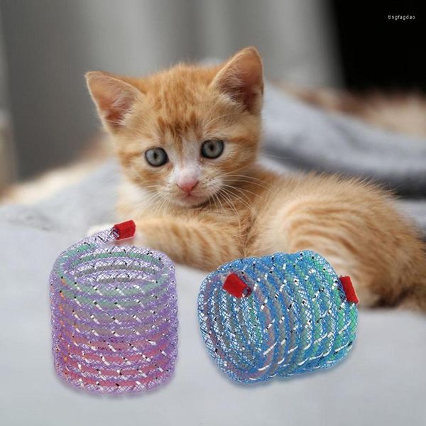 Toys de gato 6pcs Funny Pet Flexible Spring Toy Kitten Interactive Color aleatório para cães de gatos pequenos e médios para brincar