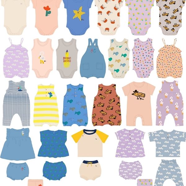 Conjuntos de roupas SS Label original Bobo Tao Choses Kids BC Baby Sets Tshirts Body Body Terous Bloomer Troushers Shorts Culotte 230421