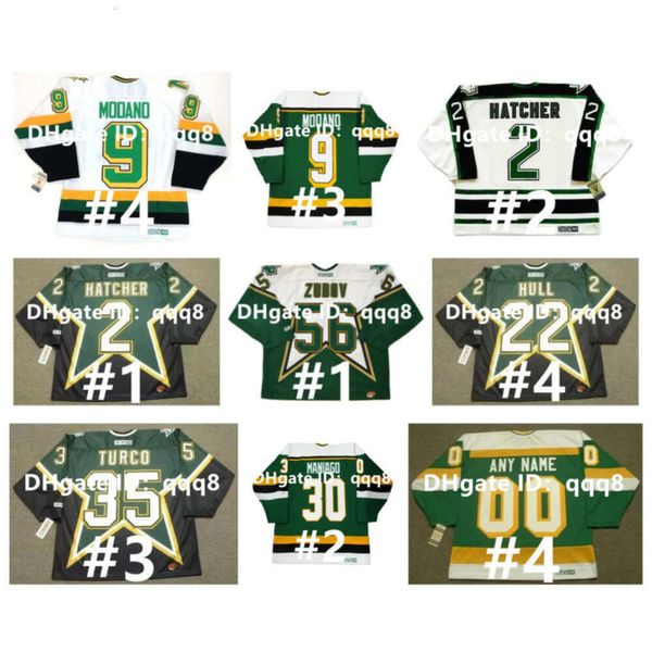 Maglie da hockey vintage CCM Stars NEAL BROTEN MIKE MODANO SERGEI ZUBOV DERIAN HATCHER ED BELFOUR BASIL Mcrae CRAIG HARTSBURG BRETT HULL JOE raro