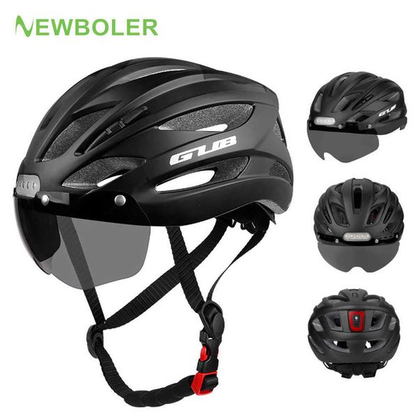 Fahrradhelme NEWBOLER LED Fahrradhelm Licht Wiederaufladbarer Fahrradhelm MTB Rennrad Helm Scheinwerferhalter Sport Sicherer Hut Für Mann Frauen J230422