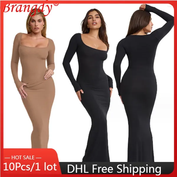 Arbeitskleider 10 Sets Großartikel Großhandel Sexy Kleid-Sets für Frauen Square Neck Long Rock Zweiteiliges Set Ärmel 2023 Herbstmode B12375