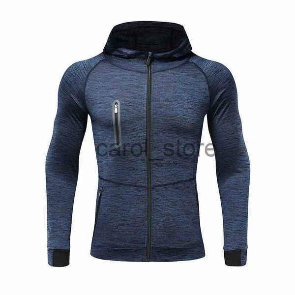 T-shirt da uomo Uomo Autunno Felpa con cappuccio Cappotto sportivo Asciugatura rapida Allenamento Corsa Allenamento Atletica Palestra Cerniera Casual Jogging Felpa con cappuccio J231121