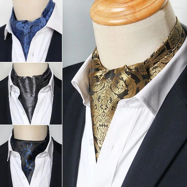 Bow Ties Erkekler Vintage Polka Dot Düğün Resmi Cravat Ascot Scrunch Self İngiliz tarzı beyefendi polyester ipek paisley boyun kravat lüks