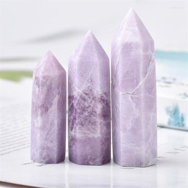 Estatuetas decorativas de cristal natural quartzo lilac stone Energy Pillar obelisk wand rock reiki de cura de cura decoração de decoração SO190L