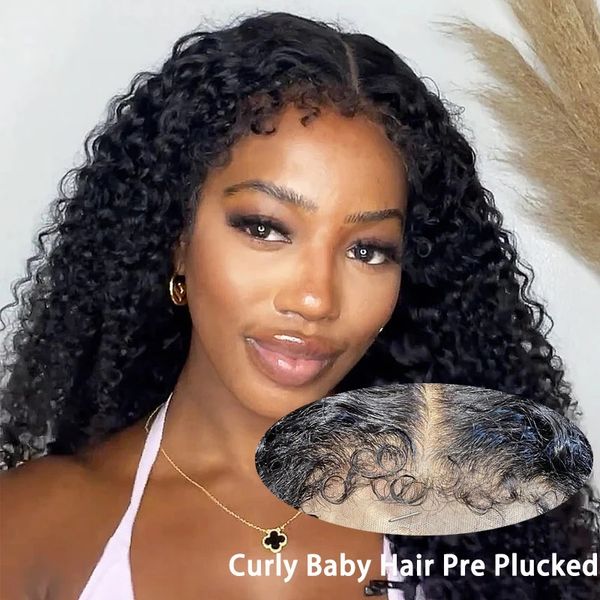 Kinky kıvırcık peruklar insan saçı 360 tam dantel peruk, kıvırcık bebek saçları ön hazırlıklı hd derin dalga brezilya saç 360 dantel frontal peruk%150 yoğunluk
