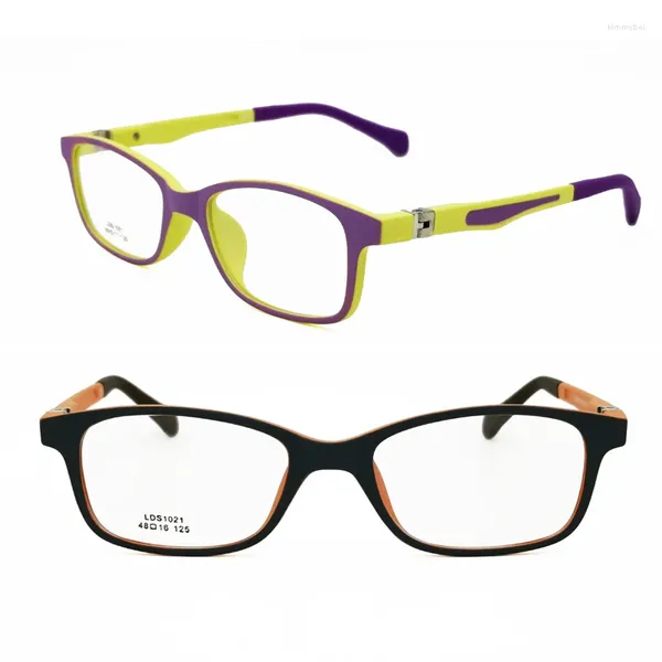 Óculos de sol quadros varejo vendas wayframe bicolor 180 graus flexível tr90 com dicas de templo de silicone bonito óculos ópticos quadro para menina 1102