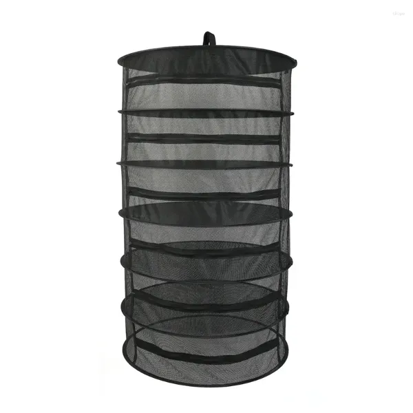 Cabides organizador tecido malha secagem bud plantas saco rack 4/6/8 pendurado flores preto para camadas dobrável secador net