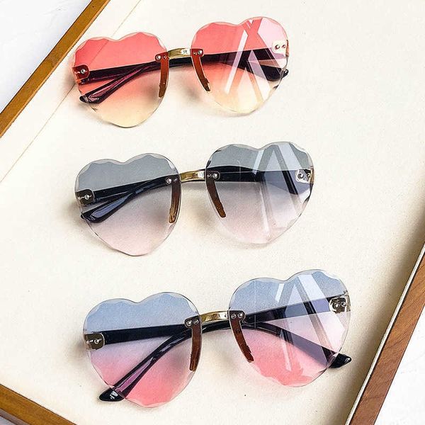 Другие модные аксессуары модные бренд сердце детские солнцезащитные очки дети ретро милый розовый мультфильм солнце
