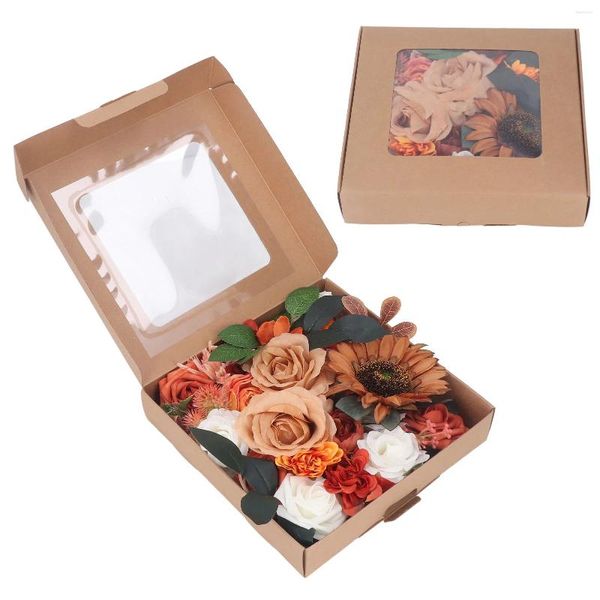 Dekorative Blumen Künstliche Hortensien Sonnenblumen Rosen Combo Box Set Fake DIY Boho Hochzeit Party Home Decor Requisiten Arrangement