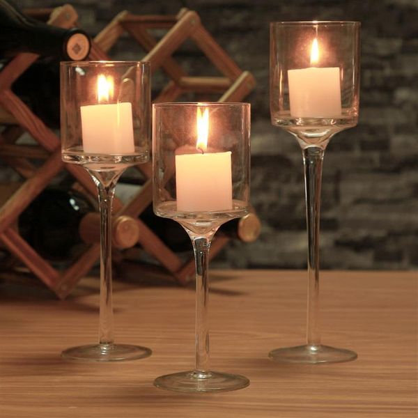 3pcs Set Mum Tutucular Düğün Dekorasyonları Üreticisi Candlestick Çay Işık Evi Bar Partisi Dekorasyonu T200108227C
