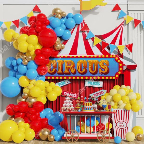 Decorazione per feste 155 pezzi Carnevale Circo Palloncino Ghirlanda Arco Kit Giallo Rosso Blu Palloncino in lattice Baby Shower Primo compleanno Decor Air Globos