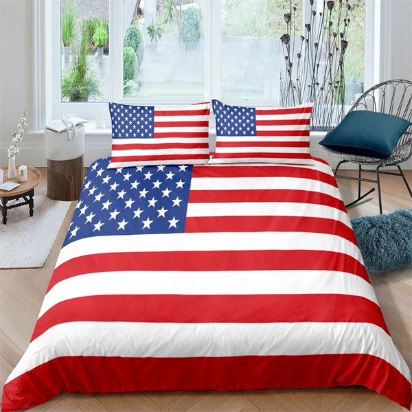 Conjuntos de cama Duvet Cover Flag Set Queen Size EUA Reino Unido Canadá Imprimir Crianças Adulto Quarto Decoração Microfibra 231122