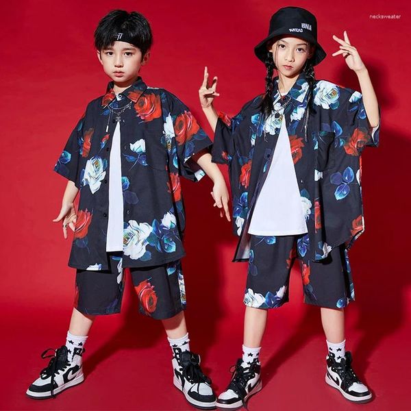 Abbigliamento da palcoscenico Abiti da ballo per sala da ballo Hip Hop Camicie a maniche corte per bambini Pantaloni Tuta stampa Modern Performance Street BL6732