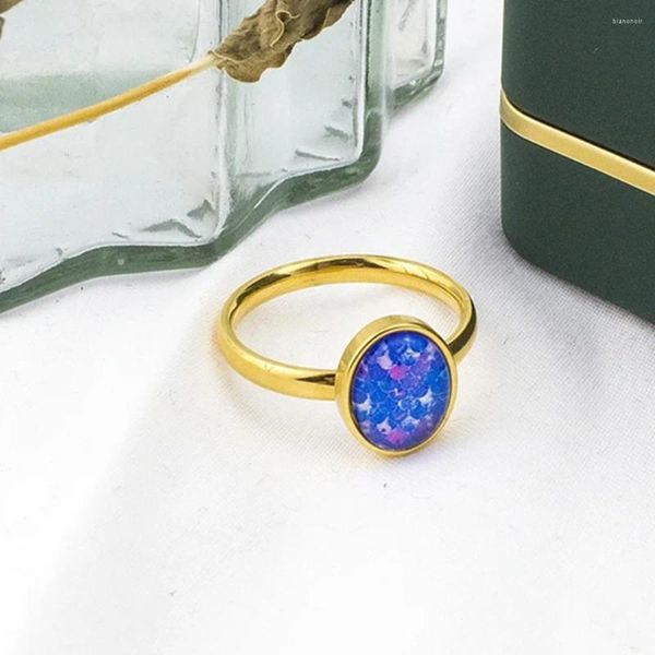 Anéis de casamento estilo minimalista cor dourada aço inoxidável homens jóias luxo elegante peixe escala solitaire para presentes femininos 2023