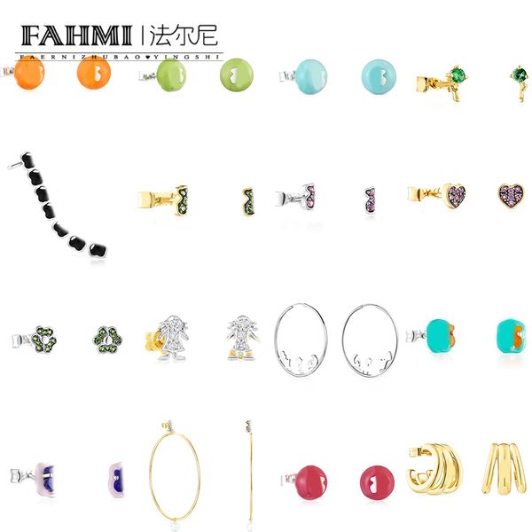 Hochwertige bunte Ohrringe von Fahmi, runde Perlen, Kreis, mehrere Ringe, Schneemann, Bär, Einzelohr-Schnalle, besondere Geschenke für Mutter, Frau, Kinder, Liebhaber, Freunde