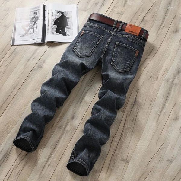 Pantaloni jeans elasticizzati da uomo primavera e autunno pantaloni larghi dritti casual versatili stile coreano gioventù slim streetwear da uomo