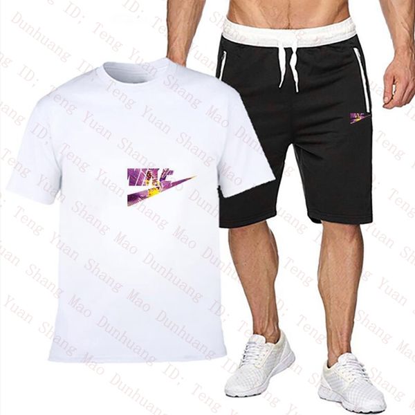 Mens Tracksuits Tech Set Designer Camiseta e Shorts Duas Peças Roupas Fitness Terno Impressão Mistura de Algodão Respirável Sportswear Basquete T-shirt Jogging Suit Sets