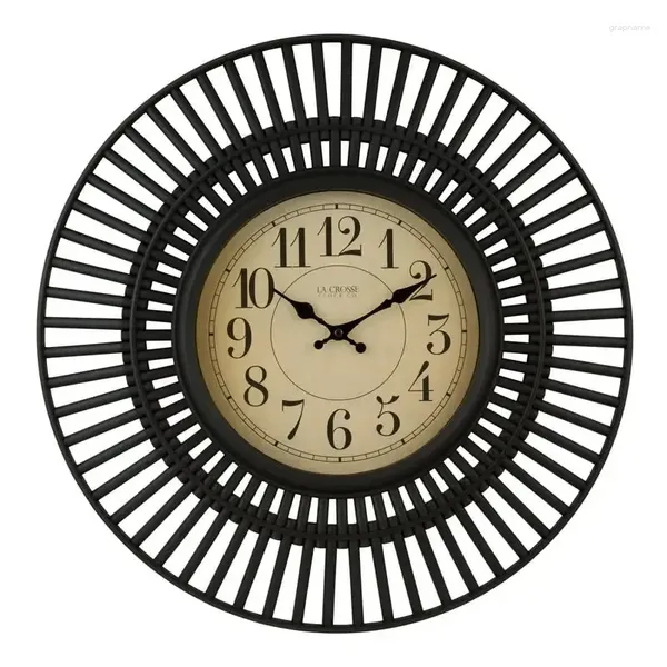 Настенные часы Crosse Clock 20 дюймов Covington Contemporary Черный кварц Аналоговый