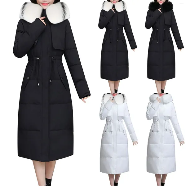 Damengrabenschichten Mode Winter Baumwollkleidung Feste Farbe 90er Regenjacke Windbrecher hohe Frauen