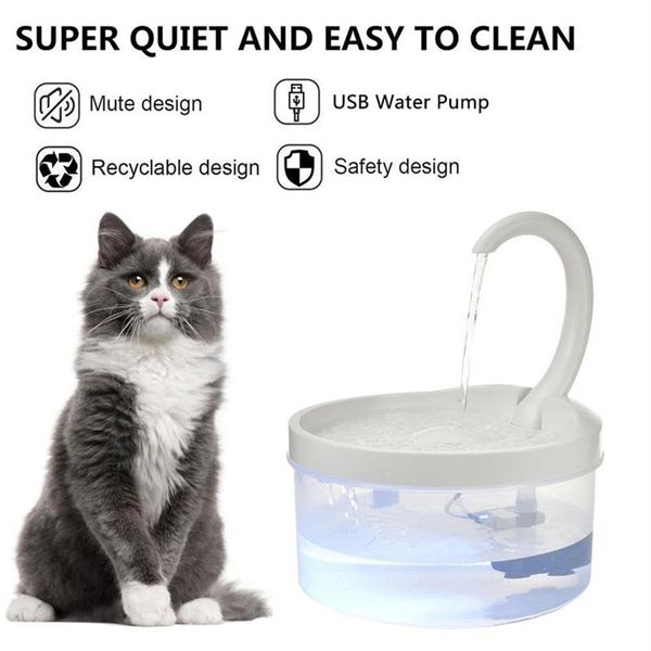 2l fonte led alimentador de gato de estimação luz azul alimentado por usb automático dispensador de água filtro de bebida para gatos cães pet fornecedor254e