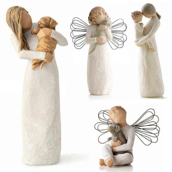 Mamma e figlio Figurine Ornamento per la casa Artigianato in resina minimalista Papà e bambini Scultura Decor Da tavolo Regalo di Natale per la famiglia G09282L