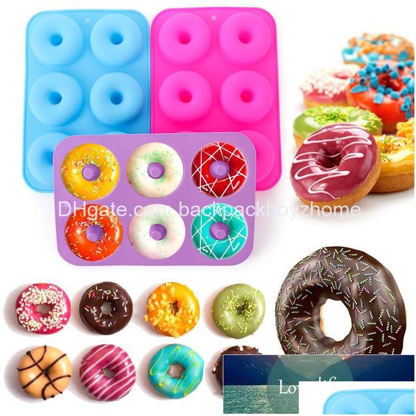 Ferramentas de pastelaria de cozimento 6Cavities Sile Donut Mold Diy PANS BEY