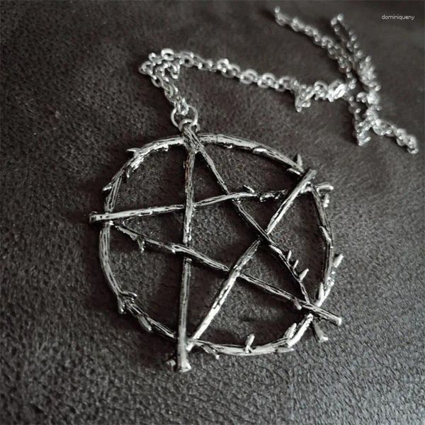 Kolye Kolyeler Gotik Pentagram Kolye Grunge Pentacle Wicca Punk Beyan Mücevher Yaratıcı Cazibe Moda Kadınlar Defence Hediye