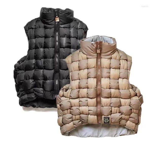 Gilet da uomo KAPITAL Hirata Hohiro Cappotto in tessuto a collo alto in puro cotone bicolore caldo bifacciale e gilet ampio da donna