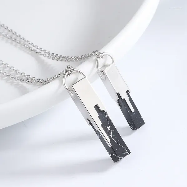 Ciondoli Collana per coppia in argento sterling S925 - Un paio di catene per collari con ciondoli lunghi hip-hop maschili e femminili Articoli di gioielleria versatili