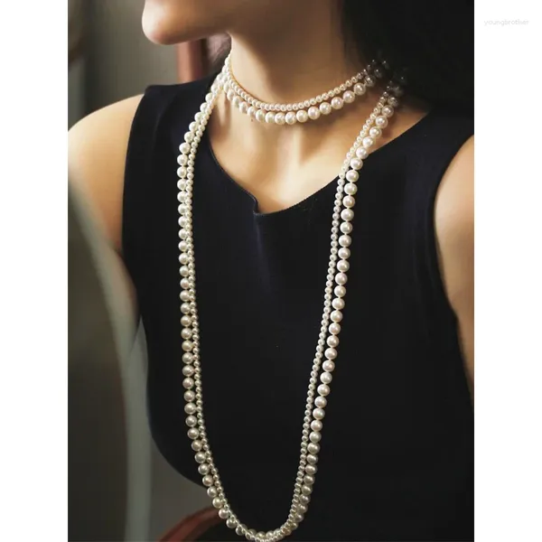 Lunghezza collane con ciondolo: 120 cm Collana con catena maglione multistrato con perle europee e americane Accessori regalo per gioielli lunghi da donna